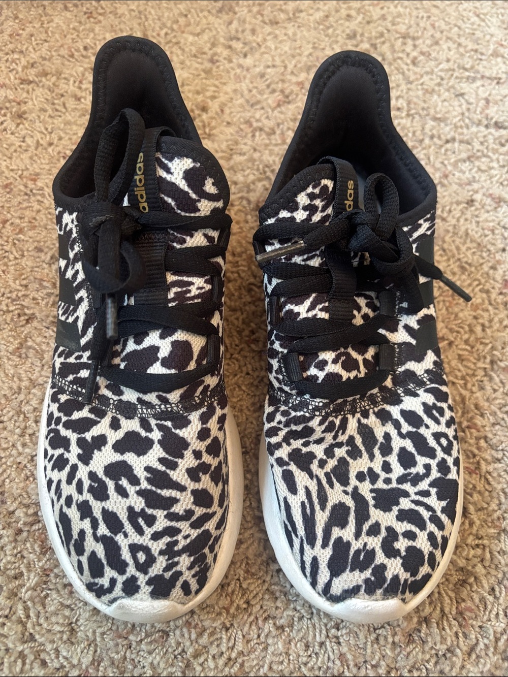 adidas Black & White Leopard-Print Sneakers